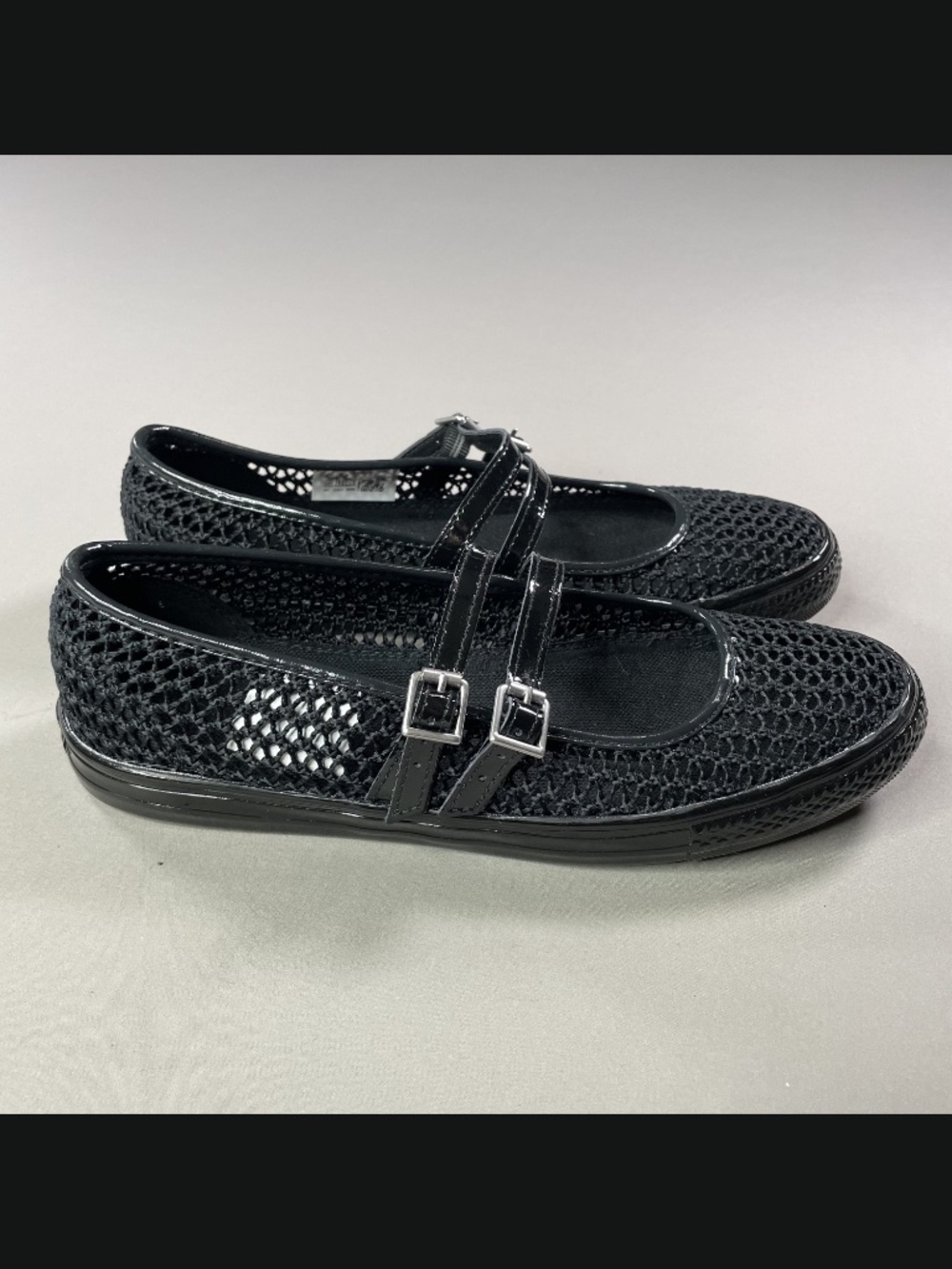 NEW Converse Shoes Womens 9 black woven dainty Mary Jane coquette street wear - Picture 2 of 11